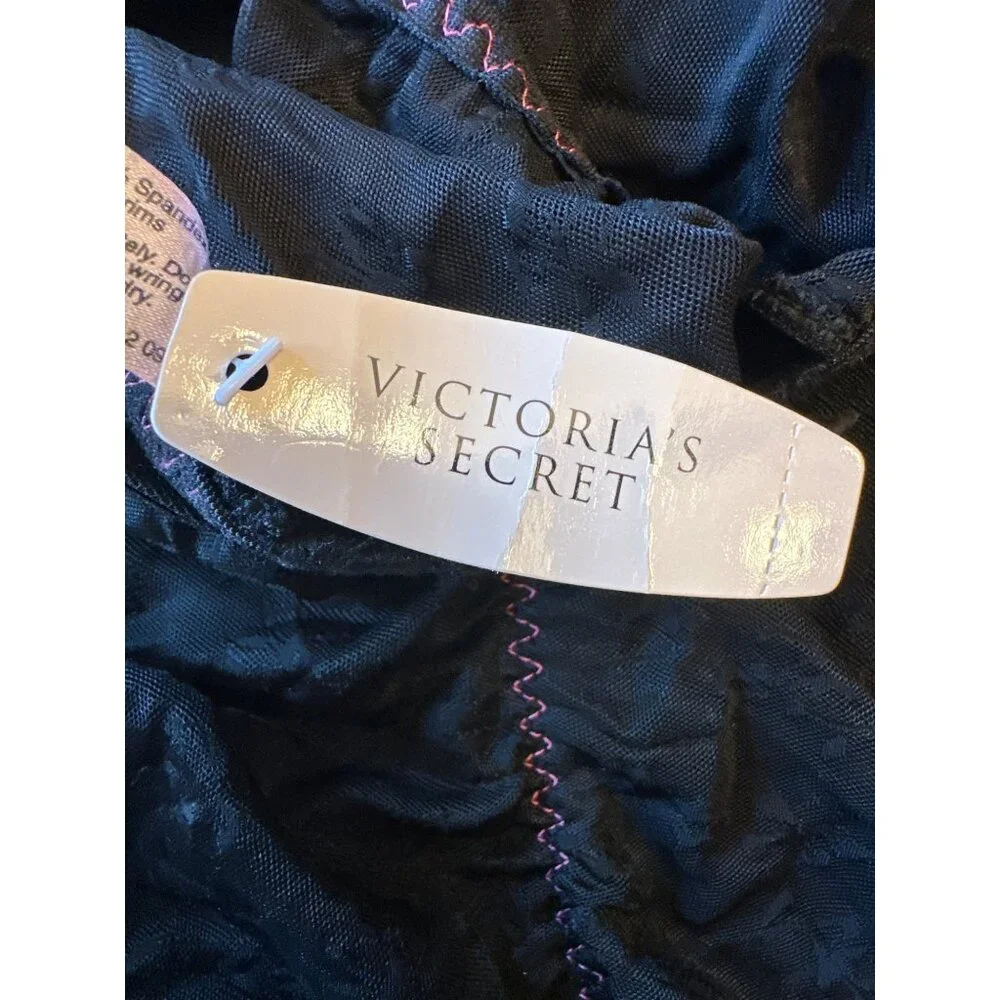 NWT Victorias Secret Black & Pink Lace Chemise‎ Sexy Little Things 36C